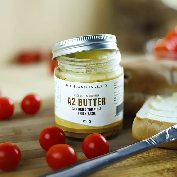 A2 Cow Milk Butter (Sundried Tomato & Basil) 125 gms - Highland Farms