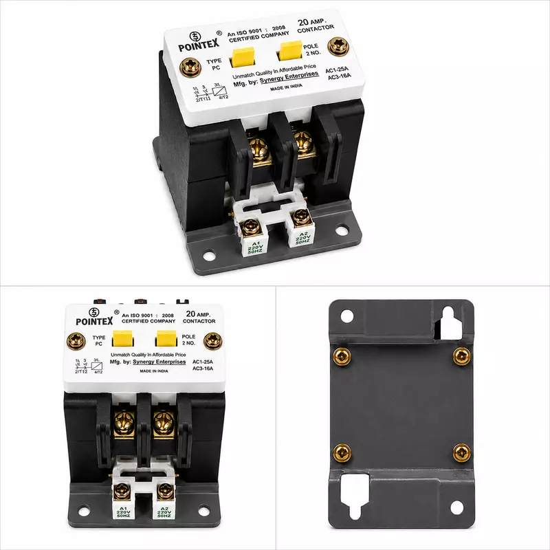 Pointex PCH-2PL 20A M2 2 Pole Contactor | 220V AC Coil | Panel Mount