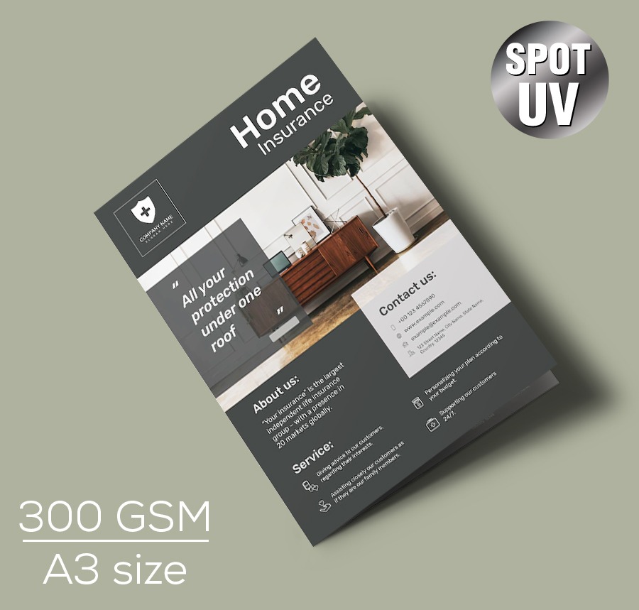 A3 Brochure- 300 gsm-Spot UV