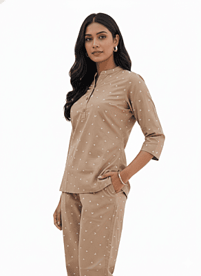 Top and Pant Co-Ord Set - Beige / Arrow