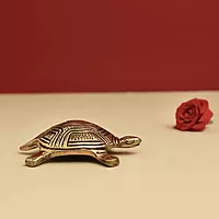 Brass Tortoise with Shree Yantra/Kuber Yantra on Back - 3.2 inch Length | Brass Tortoise with Shree Yantra/Kuber Yantra for Prosperity