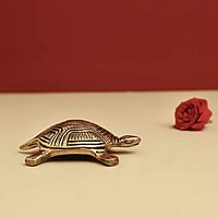 Brass Tortoise with Shree Yantra/Kuber Yantra on Back - 3.2 inch Length | Brass Tortoise with Shree Yantra/Kuber Yantra for Prosperity