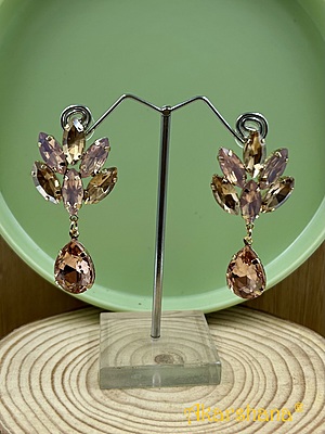 Pink and Gold Korean Crystal Dangles A6FJ00126A