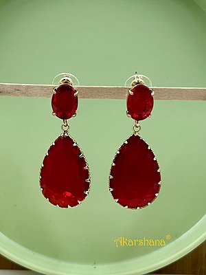 Red Glass Stone Dangles A6FJ00181A