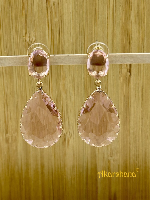 Pink Glass Stone Dangles A6FJ00181C
