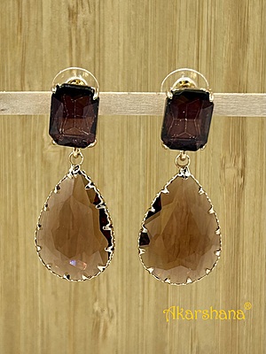 Purple Wine Colour Glass Stone Dangles A6FJ00181E