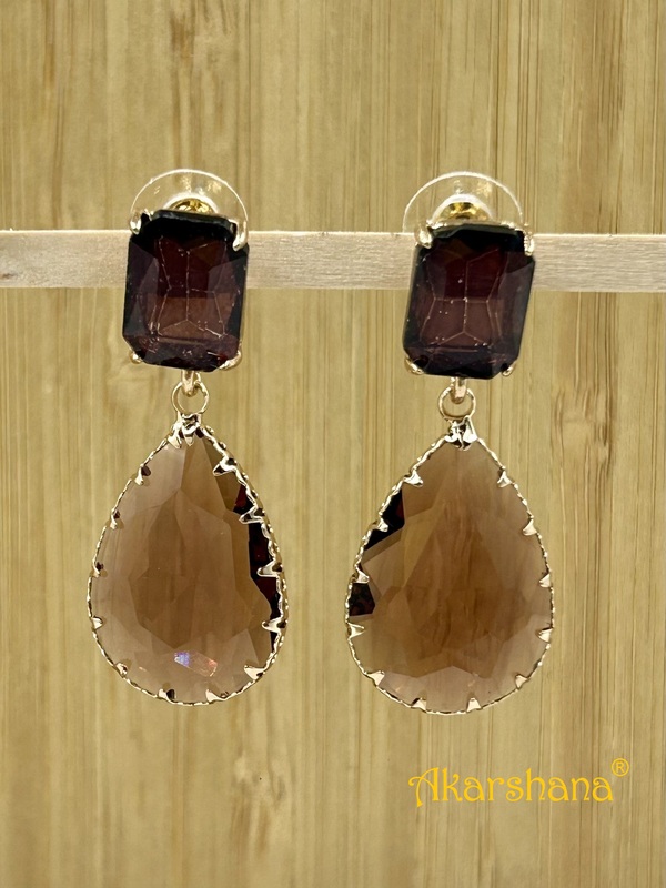 Purple Wine Colour Glass Stone Dangles A6FJ00181E