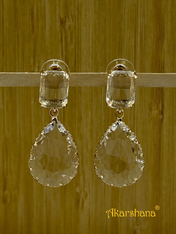 White Transparent Glass Stone Dangles A6FJ00181F White Transparent Glass Stone Dangles A6FJ00181F
