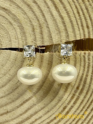 CZ Stone Cream Pearl Dangles A6FJ00195A