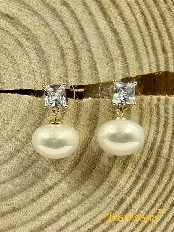 CZ Stone Cream Pearl Dangles A6FJ00195A
