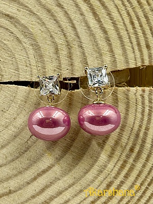 CZ Stone Pink Pearl Dangles A6FJ00195B