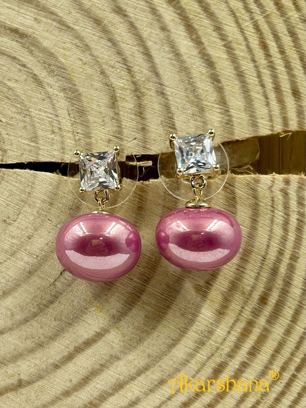 CZ Stone Pink Pearl Dangles A6FJ00195B