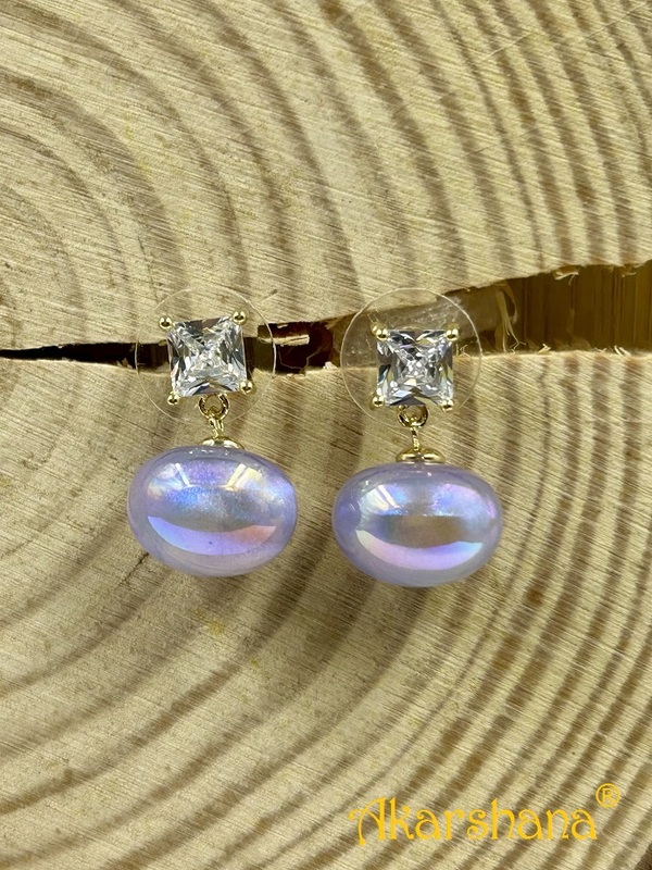 CZ Stone Purple Pearl Dangles A6FJ00195C CZ Stone Purple Pearl Dangles A6FJ00195C