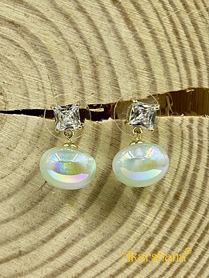 CZ Stone White Pearl Dangles A6FJ00195E