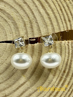 CZ Stone White Pearl Dangles A6FJ00195J