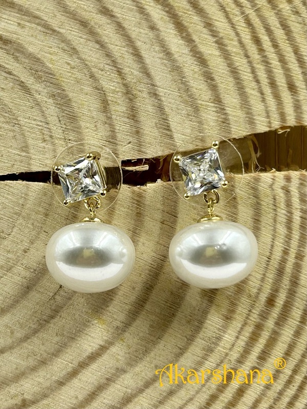CZ Stone White Pearl Dangles A6FJ00195J