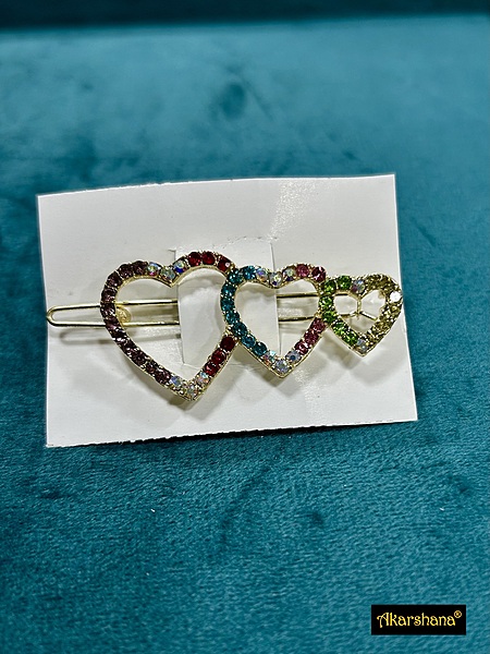 Multi Colour Stones Heart HairClip A6HA00183B Multi Colour Stones Heart HairClip A6HA00183B
