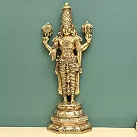 Brass Tirupati Balaji Venkateshwara Idol - 19 inch Height | Revered Brass Idol of Tirupati Balaji Venkateshwara for Spiritual Worship