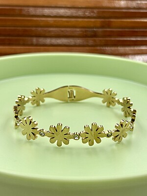 Anti Tarnish Gold Kada Bracelet with Stones A7FJ00016E