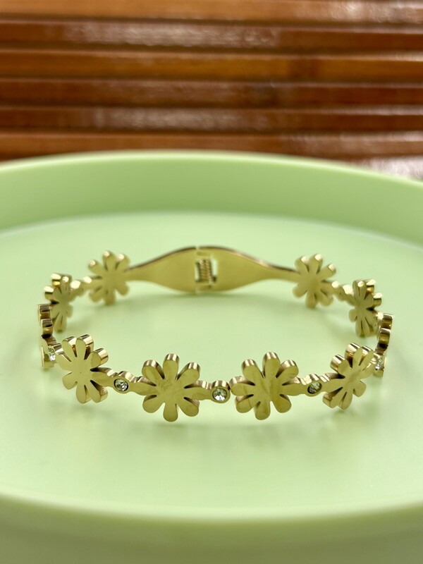 Anti Tarnish Gold Kada Bracelet with Stones A7FJ00016E