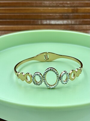 Anti Tarnish Rose Gold Kada Bracelet with Stones A7FJ00016G