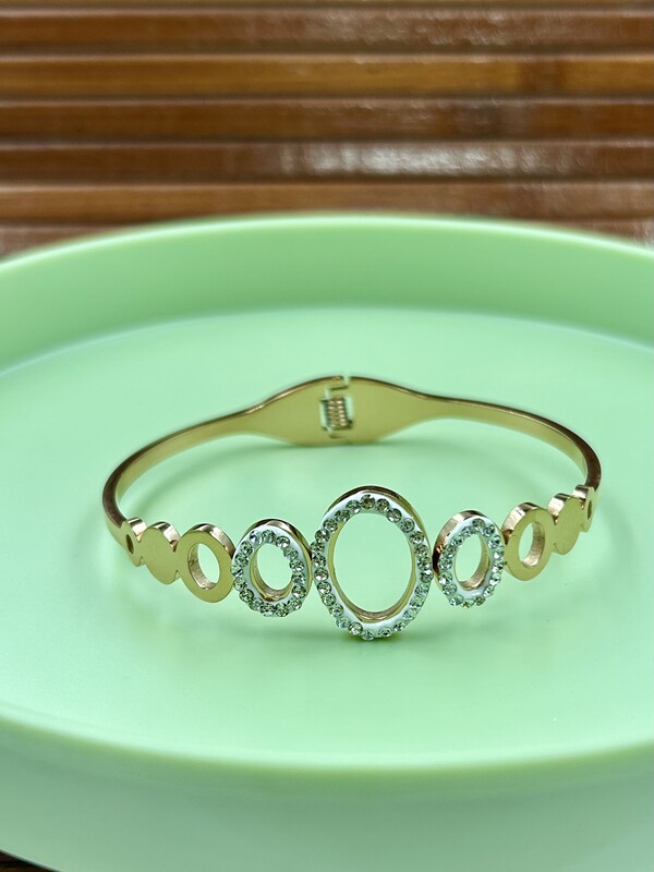 Anti Tarnish Rose Gold Kada Bracelet with Stones A7FJ00016G