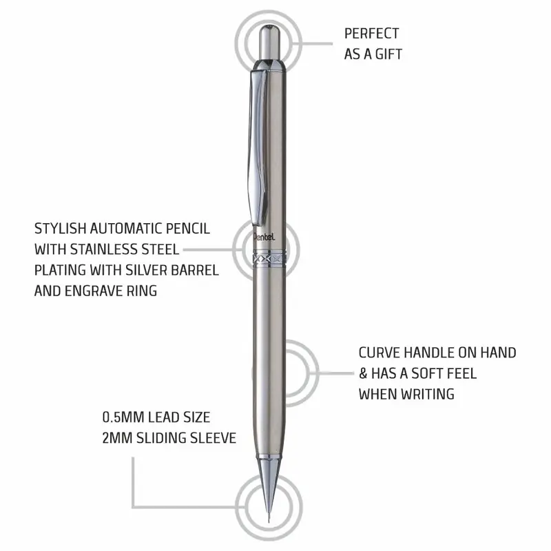 PENTEL MECH PENCIL STERLING A810 0.5MM PENTEL MECH PENCIL STERLING A810 0.5MM