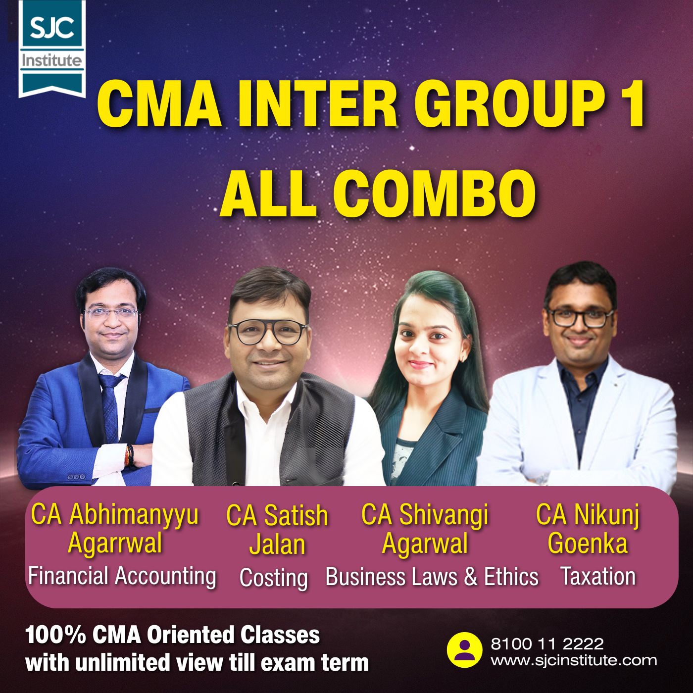 CMA Inter Group 1 All Combo(COST + BLE + TAX + FA) By CA Satish Jalan,CA Shivangi Agarwal,CA Nikunj Goenka, CA Abhimanyyu Agarrwal
