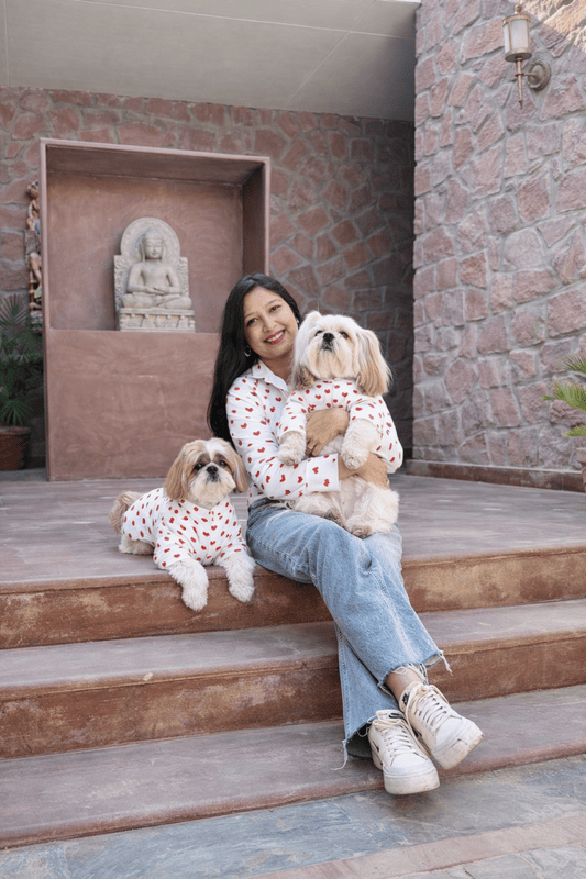 White & Red Heart Twinning Set