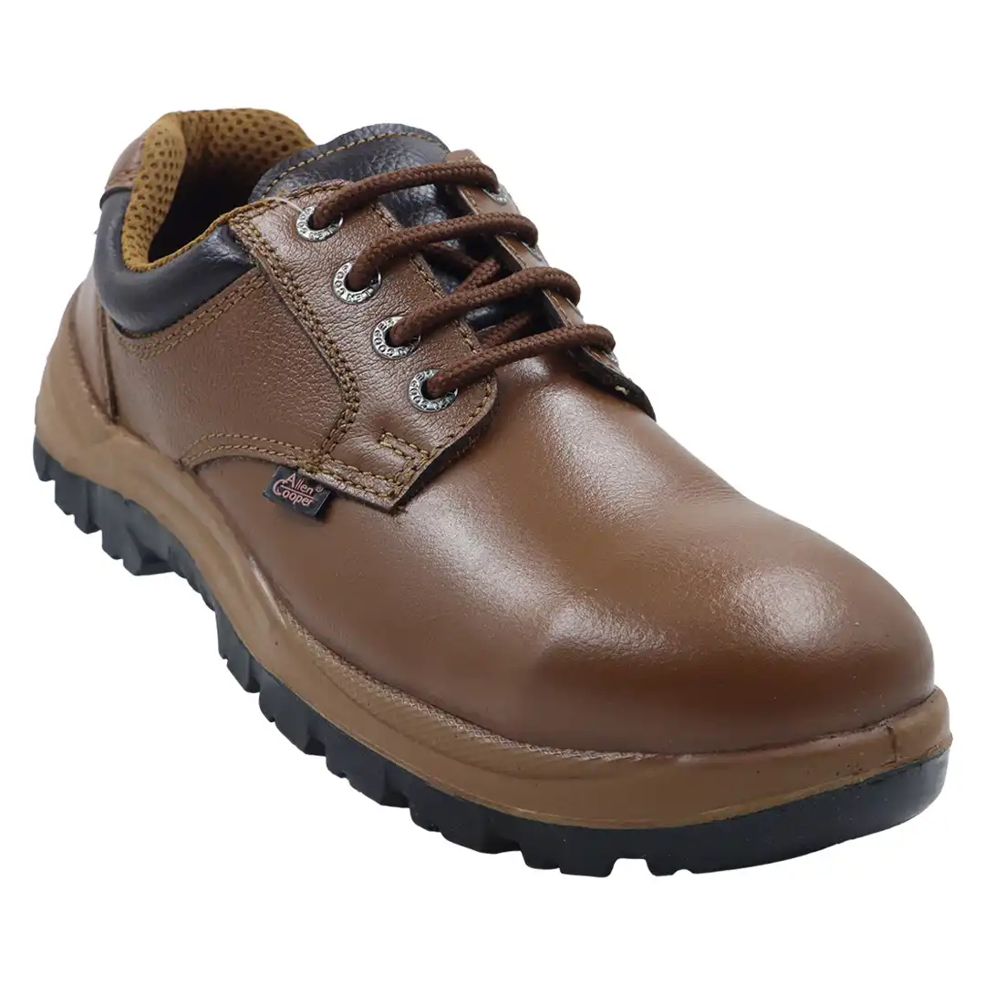 Allen Cooper 11102 | Upper Brown Barton Leather Double Density DIP-PU Sole Safety Shoe | Steel Toe