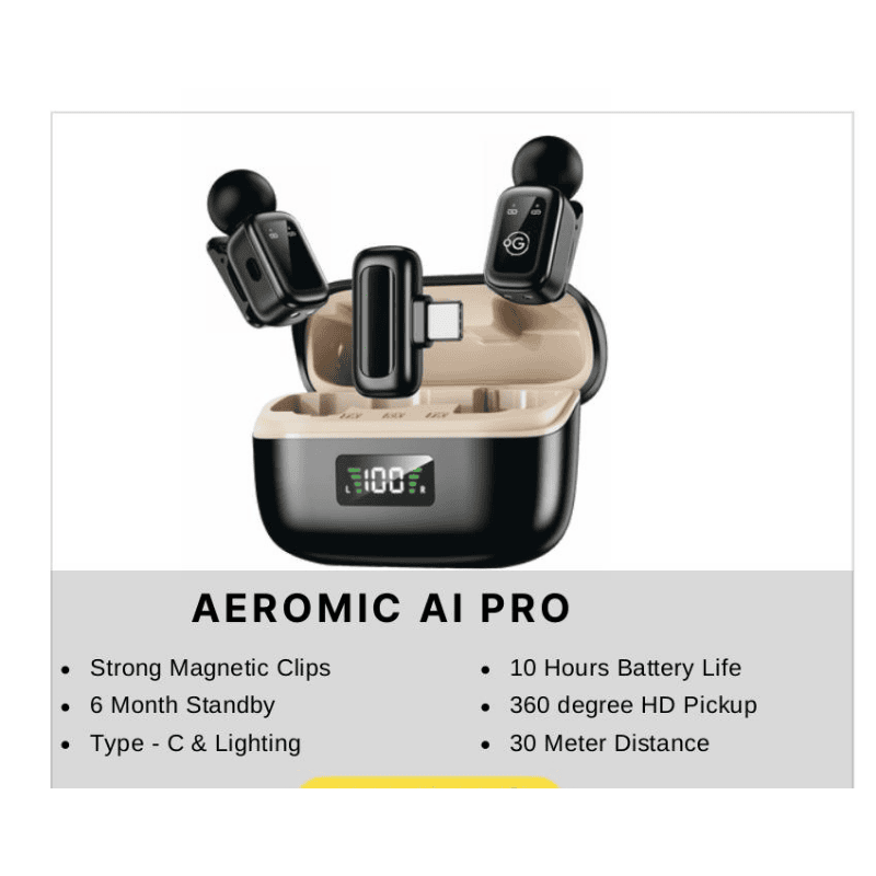 AEROMIC AI PRO Microphone – AI Noise Reduction | Clear Voice Capture | Plug & Play