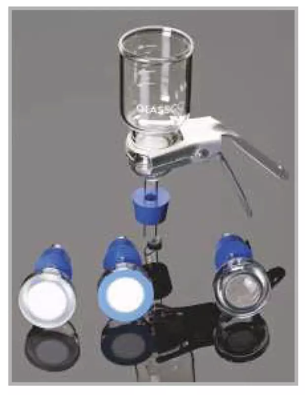Glass Filter Holder Assembly with Funnel, Glass Filter Support, Fritted Base, Stopper Clamp 47 mm GC