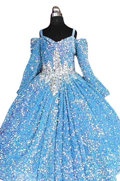 Blue Sequin Elsa Princess Gown