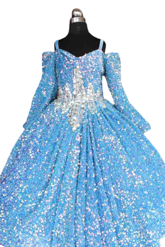 Blue Sequin Elsa Princess Gown
