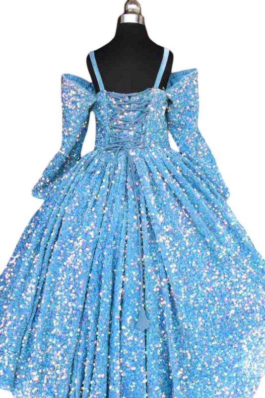 Blue Sequin Elsa Princess Gown