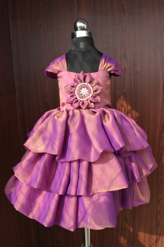 Purple Shimmer Layered Ruffle Gown