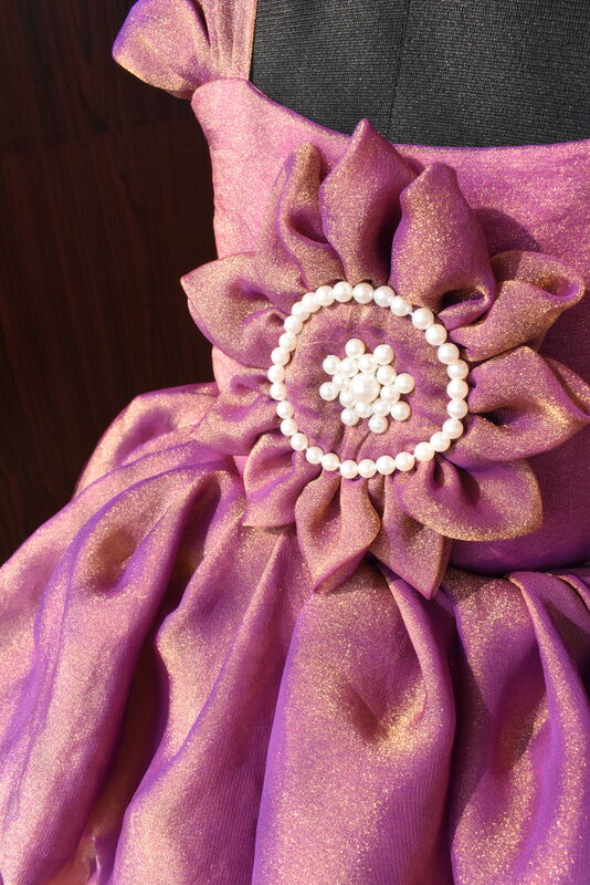 Purple Shimmer Layered Ruffle Gown