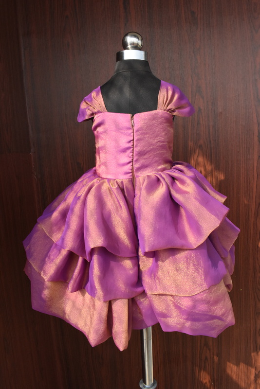 Purple Shimmer Layered Ruffle Gown