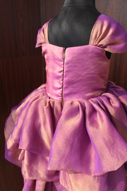 Purple Shimmer Layered Ruffle Gown