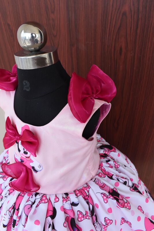 Mickey Minnie Pink Cartoon Party Dress