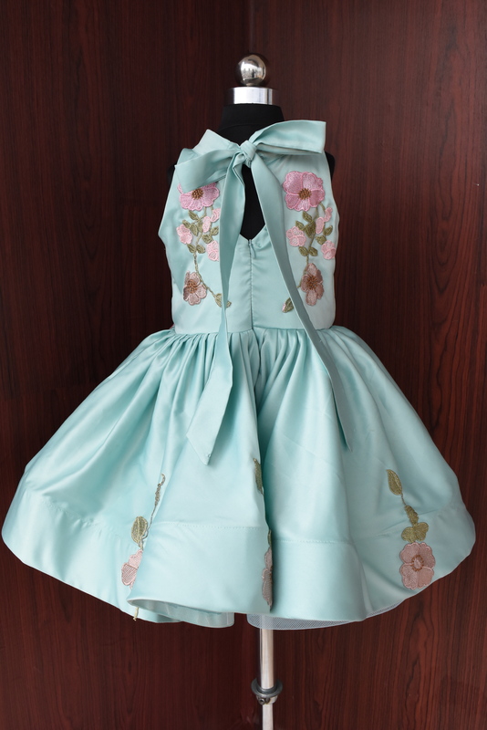 Aqua Blue Floral Embroidered Dress