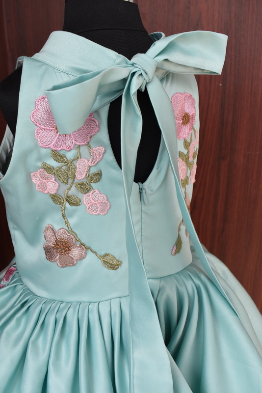 Aqua Blue Floral Embroidered Dress