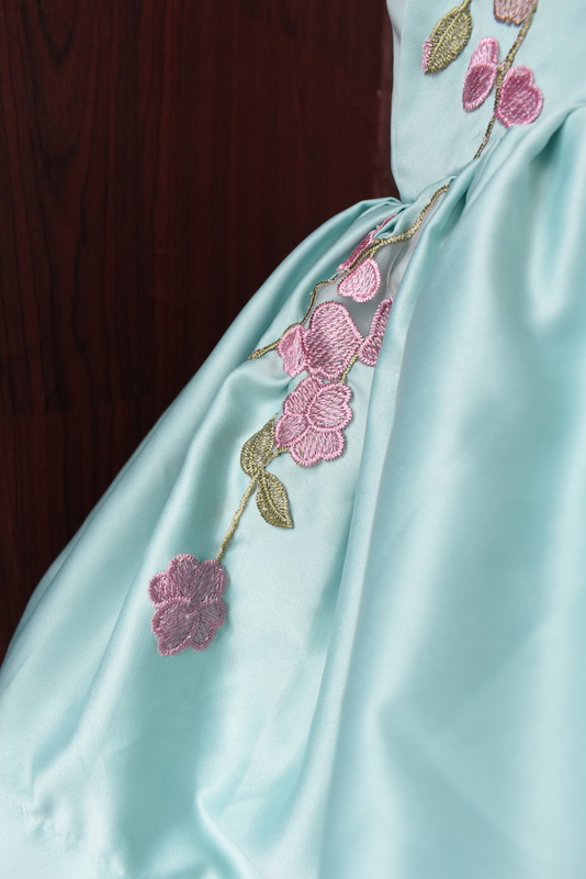 Aqua Blue Floral Embroidered Dress