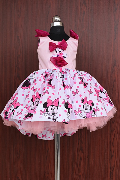 Mickey Minnie Pink Cartoon Party Dress