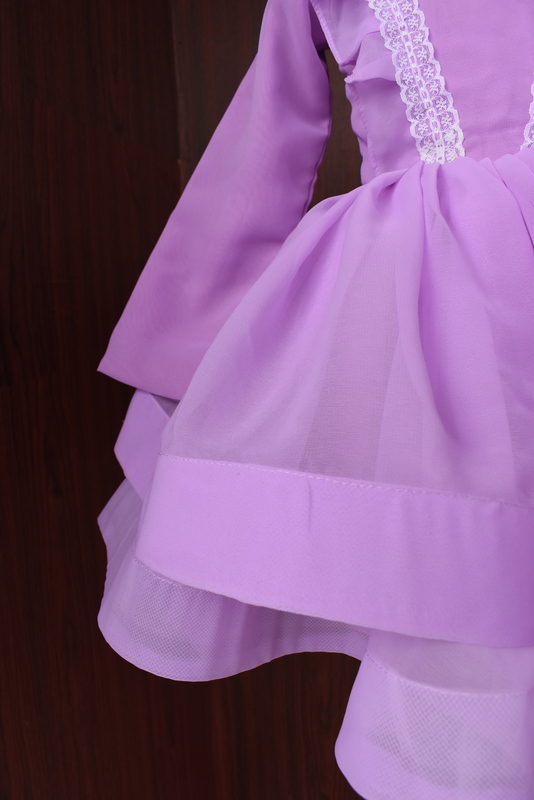 Lavender Ruffle Lace Long Sleeve Dress