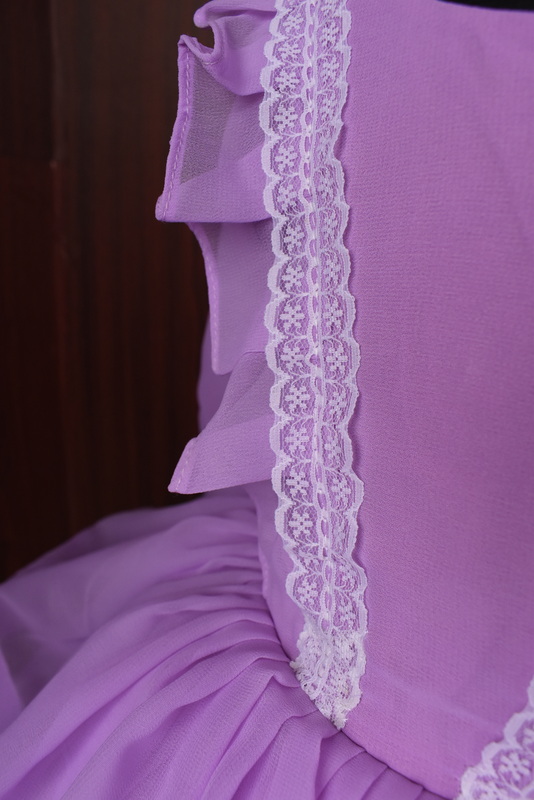 Lavender Ruffle Lace Long Sleeve Dress