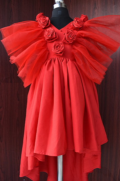 Red Rose Silk Embellishment Gown