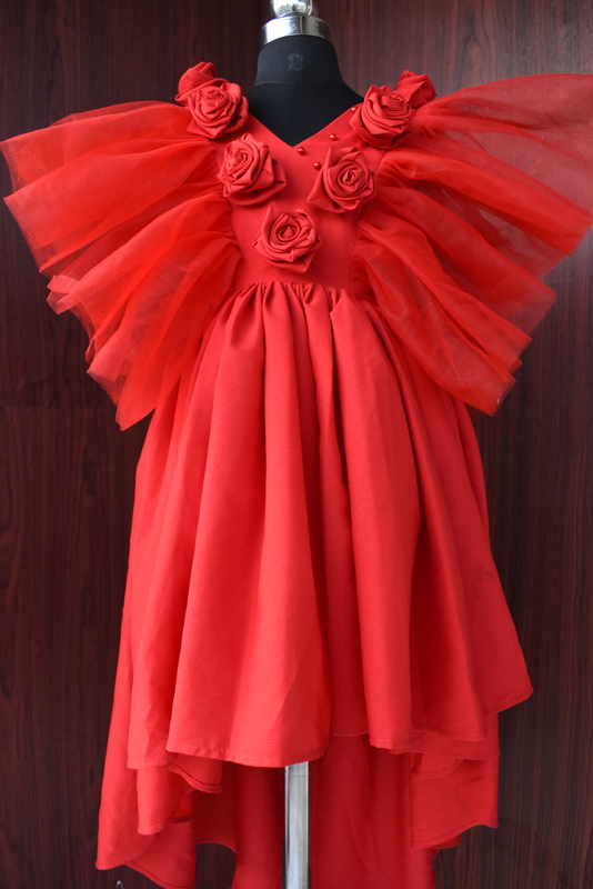 Red Rose Silk Embellishment Gown