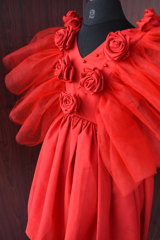 Red Rose Silk Embellishment Gown