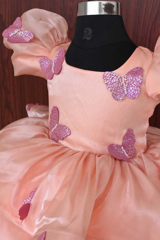 Peach Organza Butterfly Dress